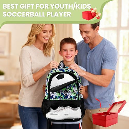 Hsmihair Soccer Bag-Soccer Backpack&Backpack for & Football Volleyball & Basketball,with Ball Compartment and Separate Cleat - color: GreenCamo