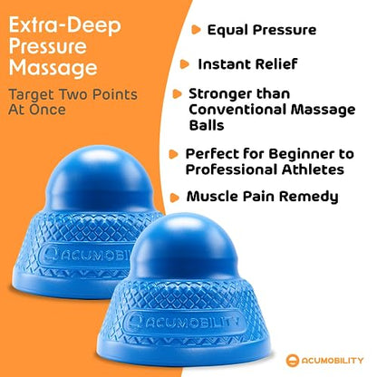 Acumobility Massage Ball Roller 2 Pack - Trigger Point - Massage Balls Massage Roller Ball - Foot Massage Ball - Physical Therapy Ball (Deep Pressure) - color: Blue