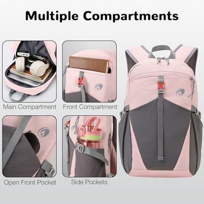 12L Hiking Backpack with Padded Straps for Kids, Waterproof Small Hiking Backpack with Chest Strap for Women, Mini Lightweight Kid Travel Backpacks Day Pack, Pink - color: Pink
