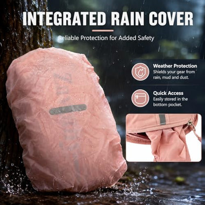 Zavothy Hydration Backpack with 1.5L Water Bladder, Lightweight Water Backpack for Women, Hydration Pack with Rain Cover for Running Hiking Cycling Festival, Reflective Bounce-Free Fit - color: Pink