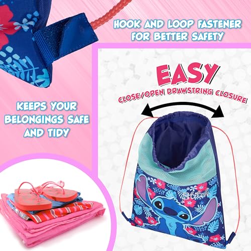 Disney Kids Drawstring Bags - Swimming Bag, School PE Bag (Blue Stitch) - color: Blue Stitch