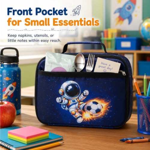 LEDAOU Lunch Box Kids Insulated Lunch Bag Boys Girls Toddler Reusable Lunchbox for School Picnic Hiking (Astronaut pattern) - color: Astronaut pattern