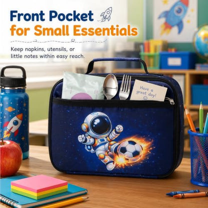 LEDAOU Lunch Box Kids Insulated Lunch Bag Boys Girls Toddler Reusable Lunchbox for School Picnic Hiking (Astronaut pattern) - color: Astronaut pattern