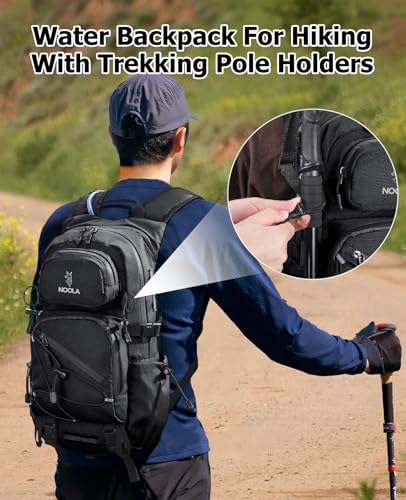 NOOLA Hydration Backpack with 3L Water Bladder - 22L Water Backpack for Hiking, Cycling, Running, Biking - Lightweight Hiking Pack Bag with Rain Cover, Phone Holder and Trekking Pole Holders, Black - color: Black, size: 22 Liters