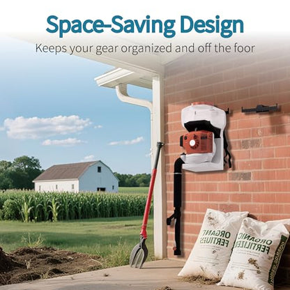 Backpack Blower Rack , Heavy Duty Steel Wall Mount for Secure Leaf Blower Storage , Garage Wall Organizer Holds Backpack Sprayer, Garden Tool Storage