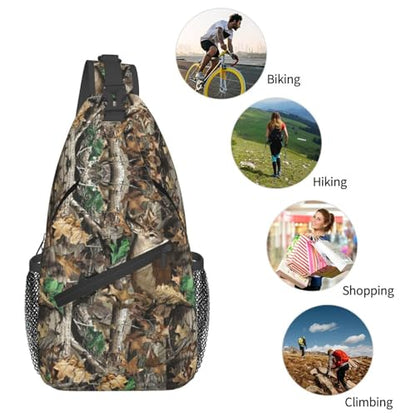 Camouflage Leaves And Deer Outdoor Crossbody Shoulder Bag For Unisex Young Adult Hiking Bicycling - color: Yellow2
