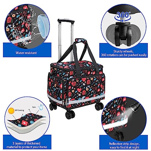 Medical Bag Rolling Roller Bag Trolley Duffel Nurses EMT CNA RN Empty for First Aid Responder Home Health Care Nursing Student Roll Duffle Bag Carry on Wheels Wheeled Work Physicians Doctor - color: Nurse
