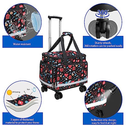 Medical Bag Rolling Roller Bag Trolley Duffel Nurses EMT CNA RN Empty for First Aid Responder Home Health Care Nursing Student Roll Duffle Bag Carry on Wheels Wheeled Work Physicians Doctor - color: Nurse