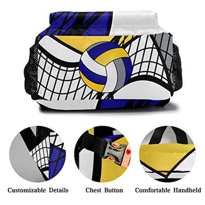 Custom Volleyball Blue Yellow White Personalized Causual Shoulder Bag Sports Leisure Camping Backpack for Women Men - color: Design 3