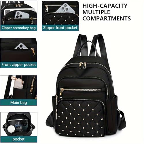 Women Casual Backpack: Multi-Pocket, Large-Capacity, Fashionable & Wear-Resistant - Ideal for Daily Commuting & Travel-Brown - color: Brown