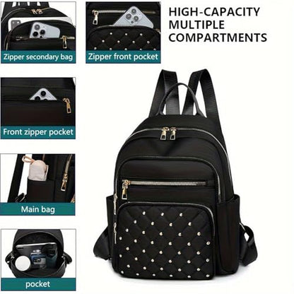 Women Casual Backpack: Multi-Pocket, Large-Capacity, Fashionable & Wear-Resistant - Ideal for Daily Commuting & Travel-red - color: Red