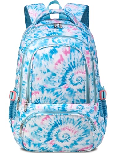 BLUEFAIRY Kids Backpack for Girls Elementary Primary Middle School Bags for Aged 8-10 for Teens Childs Bookbags Back to School Book Bags Mochilas para Niñas de 6 7 8 9 10 Años Tie-dye Blue - color: Light Sky Blue