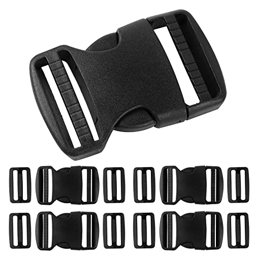 Buckles for Straps 1 1/2 inch:Side Release Buckle Plastic Clip 4 set + Tri-Glide Slide 8 pcs,Fit 1.5 inch Wide Nylon Strap Webbing Belt,Heavy Duty Dual Adjustable Plastic Buckle No Sewing… - color: 1 1/2" 4 Pcs Buckle Set