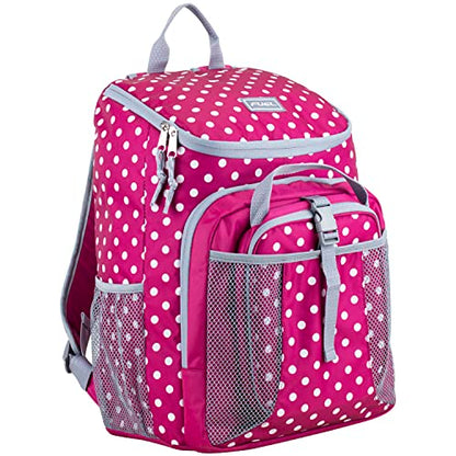 FUEL Lunch Backpack Set Water Resistant Bookbag Bag Soft Reusable Insulated Cooler Lunch Box Thermal Travel Office Lunch Bag, Pink Polka Dots - color: Pink Polka Dots