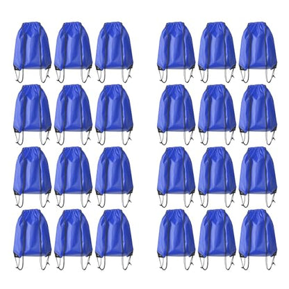 Drawstring Backpack Bulk 24Pcs Draw String Backpack Bags DIY Gym Sports Traveling Yoga Cinch Bag Sackpack Drawstring (royal blue bluenoye) - color: Royalblue