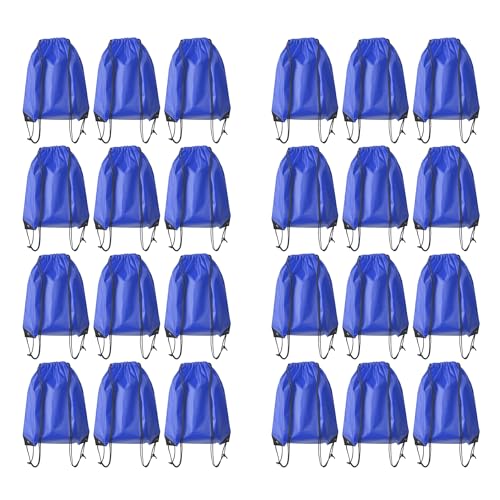Drawstring Backpack Bulk 24Pcs Draw String Backpack Bags DIY Gym Sports Traveling Yoga Cinch Bag Sackpack Drawstring (royal blue bluenoye) - color: Royalblue