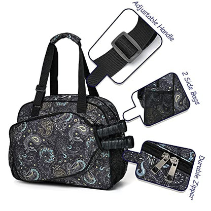 Boulder Bee Pickleball Bags, Premium Pickleball Tote Bag for Girls, Women’s Hand/Shoulder Gym Bag w Water Bottle Holder, with Pickleball Racquet/Paddle Holder - color: Brown cashew flower