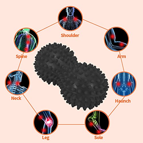 Spiky Massage Ball Peanut Massager Ball Fitness Exercise Mobility Peanut Ball Pain Muscle Steess Foot Myofascial Relief for Plantar Fasciitis Heel Foot Arch Pain () - color: Pink