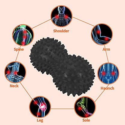 Spiky Massage Ball Peanut Massager Ball Fitness Exercise Mobility Peanut Ball Pain Muscle Steess Foot Myofascial Relief for Plantar Fasciitis Heel Foot Arch Pain () - color: Pink