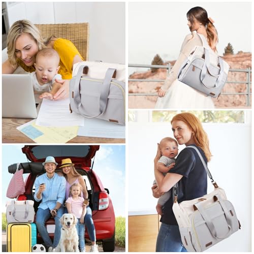 Diaper Bag Backpack Mommy Bag Large Capacity Diaper Backpack Travel Essential Baby Diaper Bag for Mom and Dad, Blue & Beige - color: Blue & Creamy-white