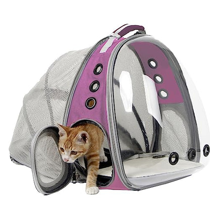 Back Extension Cat Travel Carrier Backpack (Pink, Clear Window) - color: Pink