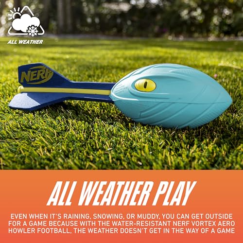Nerf Vortex Aero Howler Neon Foam Ball, Classic Long-Distance Football, Flight-Optimizing Tail, Whistling Sound, Indoor & Outdoor Fun (Amazon Exclusive) - color: Light Blue