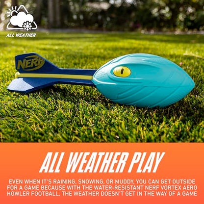 Nerf Vortex Aero Howler Neon Foam Ball, Classic Long-Distance Football, Flight-Optimizing Tail, Whistling Sound, Indoor & Outdoor Fun (Amazon Exclusive) - color: Light Blue