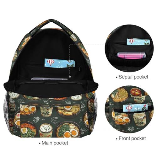 School Backpack for Teenager Fashion College School Computer Bag with Chest Strap Gift Men & Women Instant Noodles Cute Style - color: Multicolor07