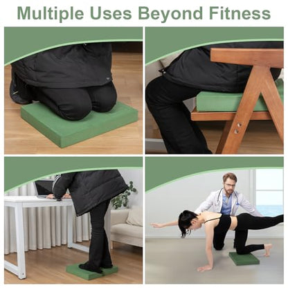 StrongTek Professional Foam Exercise Balance Pad - 15.8" x 13" x 2", High-Density TPE Foam Knee Pad, Non-Slip & Water-Resistant, for Balance Training, Physical Therapy, Yoga, and More - color: Green