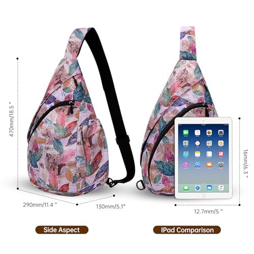 HUA ANGEL Crossbody Sling Bag for Men & Women Lightweight Waterproof Chest Shoulder Bag for Travel Hiking & Everyday Use - color: W-dried Leaf