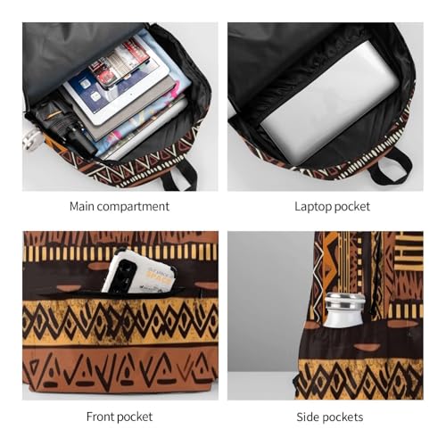 African Mud Cloth Tribal Travel Backpack for Men Women 15.6 inch Laptop Backpack Casual Daypack for Weekender - color: African Mud Cloth Tribal