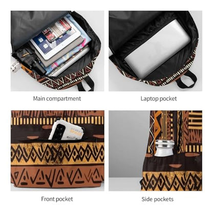 African Mud Cloth Tribal Travel Backpack for Men Women 15.6 inch Laptop Backpack Casual Daypack for Weekender - color: African Mud Cloth Tribal