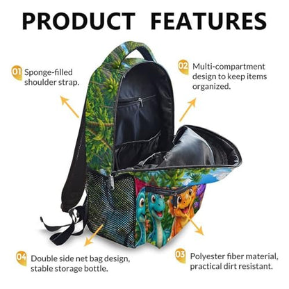 Dinosaur Backpack for Kids Toddlers Personalized Bookbag for Boys Girls School Travel Picnic, Cute Fun Schoolbag for Kindergarten Preschool Elementary - color: Purple