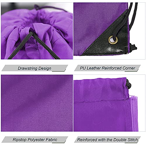 BeeGreen 20 pieces Wholesale Purple Drawstring Backpack Bags Cinch Bags Bulk Heavy Duty String Backpack Machine Washable Halloween Sackpack Outdoor Sport Bags for Women Men - color: Purple