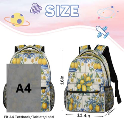 Fruit Lemon Backpack with Chest Strap, Casual Backpack for Women Men, 16 Inch Daypack for Travel Work, Lemons - color: Off-white