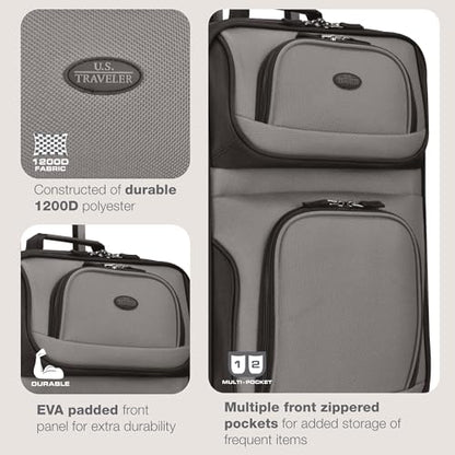 U.S. Traveler Rio Lightweight Softside Rolling Carry-on Suitcase, 2-Wheel Single, Grey - color: Grey, size: 21"