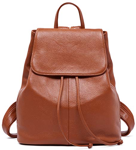 BOYATU Women’s Full-Grain Leather Backpack Purse, Minimal Structured Design, Work Commuter & City Travel, Compact Everyday Essentials, Fashion RFID Pocket Bag ((Brown) - color: Brown