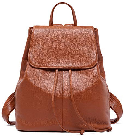 BOYATU Women’s Full-Grain Leather Backpack Purse, Minimal Structured Design, Work Commuter & City Travel, Compact Everyday Essentials, Fashion RFID Pocket Bag ((Brown) - color: Brown