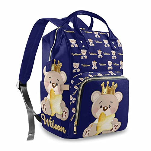 Artsadd Personalized Bear Diaper Bag Backpack for Baby Boys, Custom Name Large Capacity Multifunction Nappy Bags Mommy Waterproof Travel Daypack - color: Bear 10