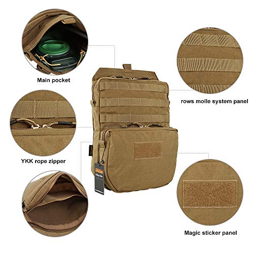 EXCELLENT ELITE SPANKER Tactical MOLLE Hydration Pack for 3L Hydration Water Bladder Molle Vest Accessory - color: Coyote Brown