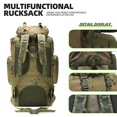 100L Camping Hiking Backpack,Molle military Tactical rucksack backpack,Waterproof Lightweight Hiking Backpack - color: Ruin Green