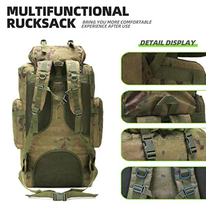 100L Camping Hiking Backpack,Molle military Tactical rucksack backpack,Waterproof Lightweight Hiking Backpack - color: Ruin Green