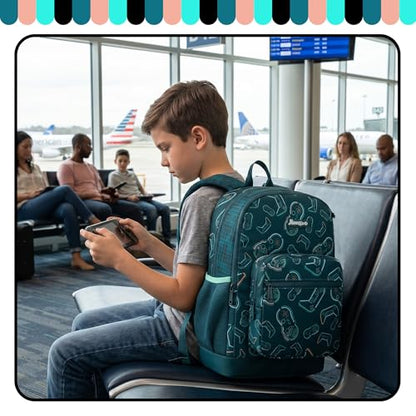 Kids Backpack Boys School Backpack for Kids Ages 6–12,Lightweight Elementary Bookbag for Boys Gamer Bookbag for Daily School Use - color: Black Gamer