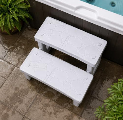 XtremepowerUS Hot Tub Steps, Non-Slip & Durable Hot Tub Stairs, Portable Universal Ladder Can Be Used Indoors and Outdoors Multi Purpose 2-Step Spa RV Campers Deck Steps Side Step, White - color: White