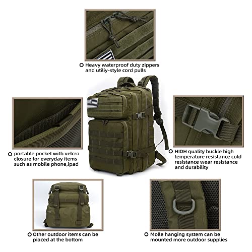 Lovelinks21 Hiking Assault Backpack Waterproof Motorcycle Backpack Bug Out Pack Rucksack for Outdoor Hiking - color: Green-2
