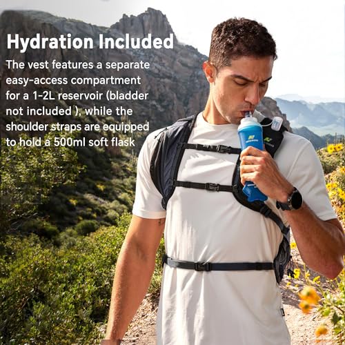 N NEVO RHINO 17L Hydration Backpack with 500ml/17oz Soft Flask for Men & Women, Lightweight Hiking Backpack, Water Backpack for Hiking, Camping, Traveling - color: Blue