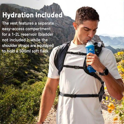 N NEVO RHINO 17L Hydration Backpack with 500ml/17oz Soft Flask for Men & Women, Lightweight Hiking Backpack, Water Backpack for Hiking, Camping, Traveling - color: Blue