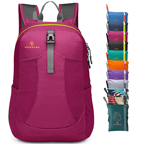 sinotron 22L Lightweight Packable Hiking Backpack, Small Hiking Backpack Day Pack for Women Men Travel Camping Vacation - color: Red