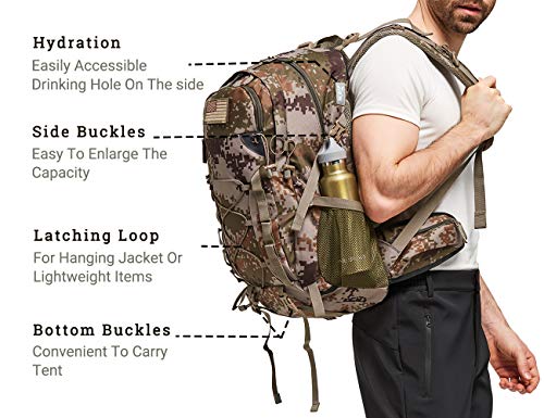 Diamond Candy Waterproof Hiking Backpack for Men and Women, Lightweight Day Pack for Travel Camping | Waterproof - color: Camo