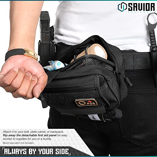 Savior Equipment IFAK Buddy Tactical First-Aid Kit Rip Away MOLLE Pouch Emergency EMT Utility Organization Medical Supply Carrier Outdoor Survival Travel Bag, Attach to Backpack/Belt Loop - color: Obsidian Black